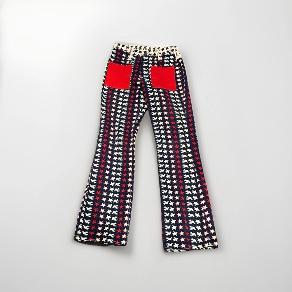Vintage 70s Maverick Bell Bottom Jeans USA Made Size 7/8 Red White Blue Stars - Picture 3 of 5